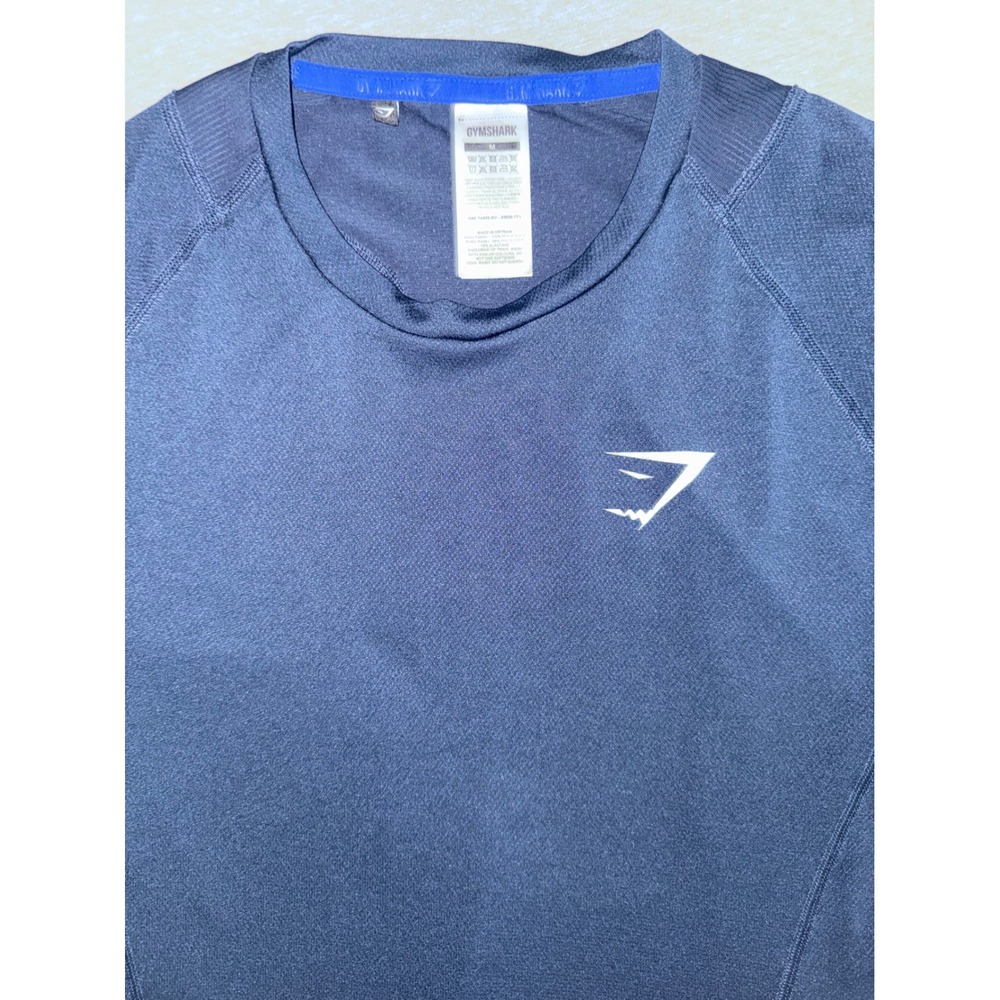 Gymshark Mens Slim Fit Navy Long Sleeve Training Shirt Lightweight Size Medium